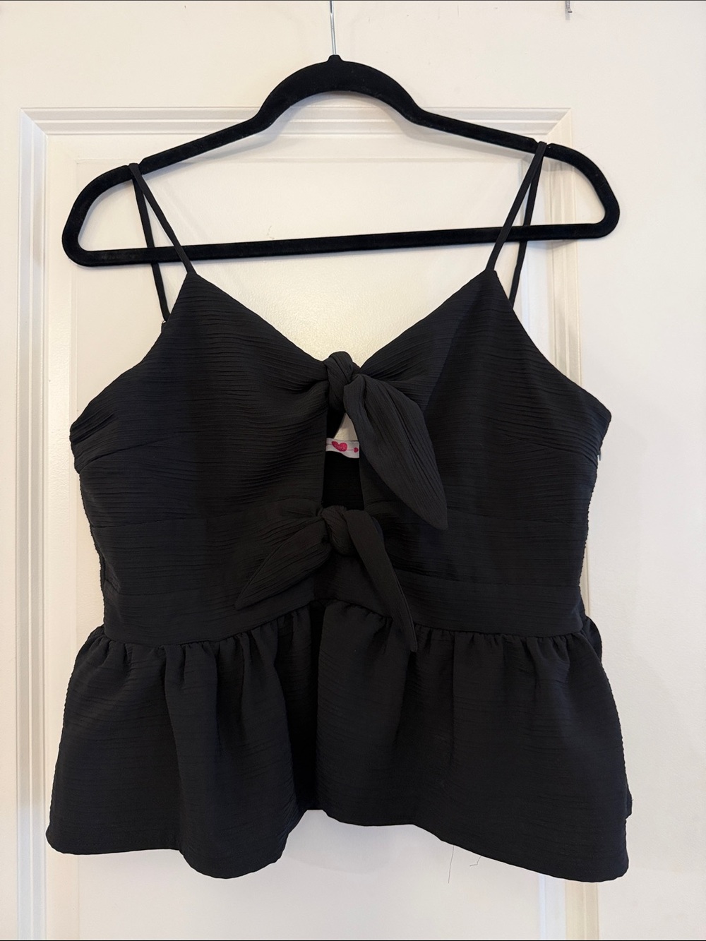 Buddy Love Black Tie-Front Peplum Cami